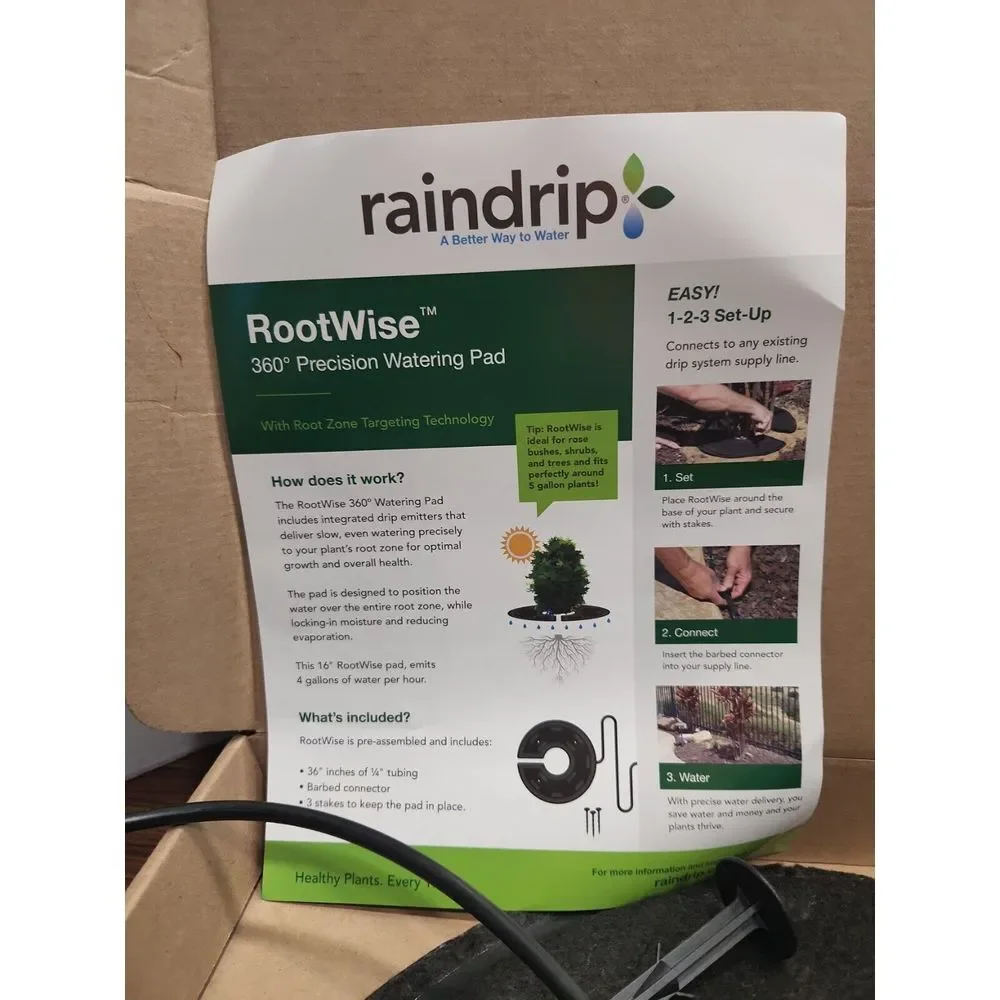 Raindrip RW16RE Rootwise 360° Precision, 16 In. Diameter, Single Pack Watering P